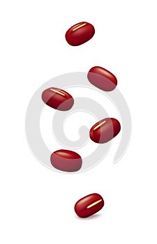 Red adzuki beans isolated on white background